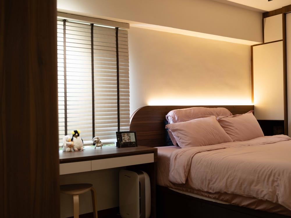Scandinavian Bedroom with Bedside Table and Bedroom Dresser