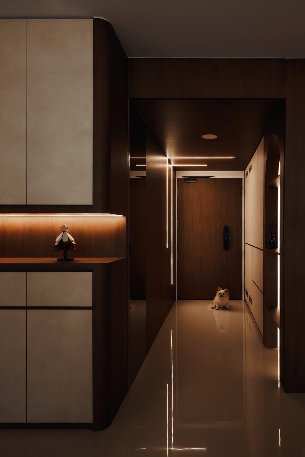Contemporary Entryway with Shoe Cabinets and Doors