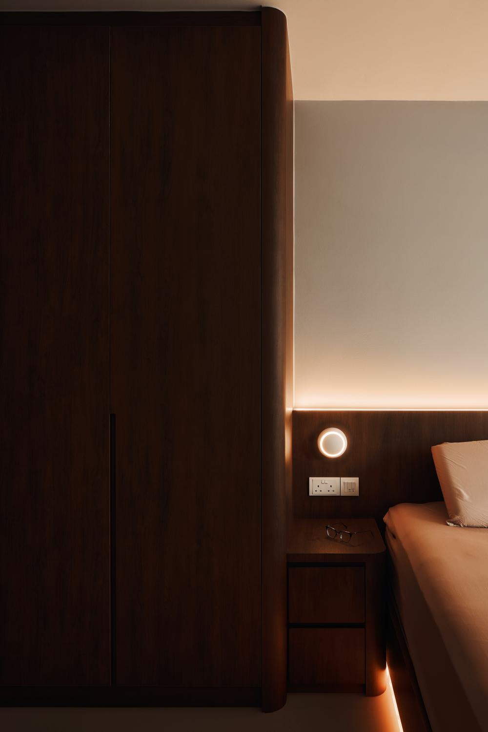 Contemporary Bedroom with Cove Lighting and Wardrobe
