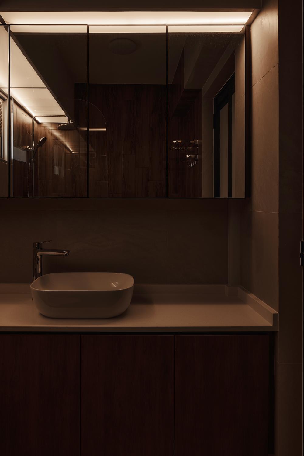 Contemporary Bathroom with Countertop and Mirror