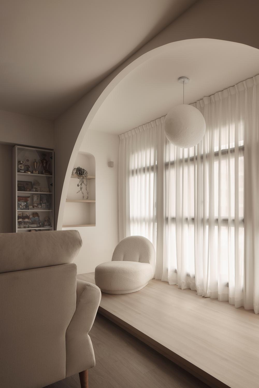 Scandinavian Living Room with Wood Flooring and Sofa
