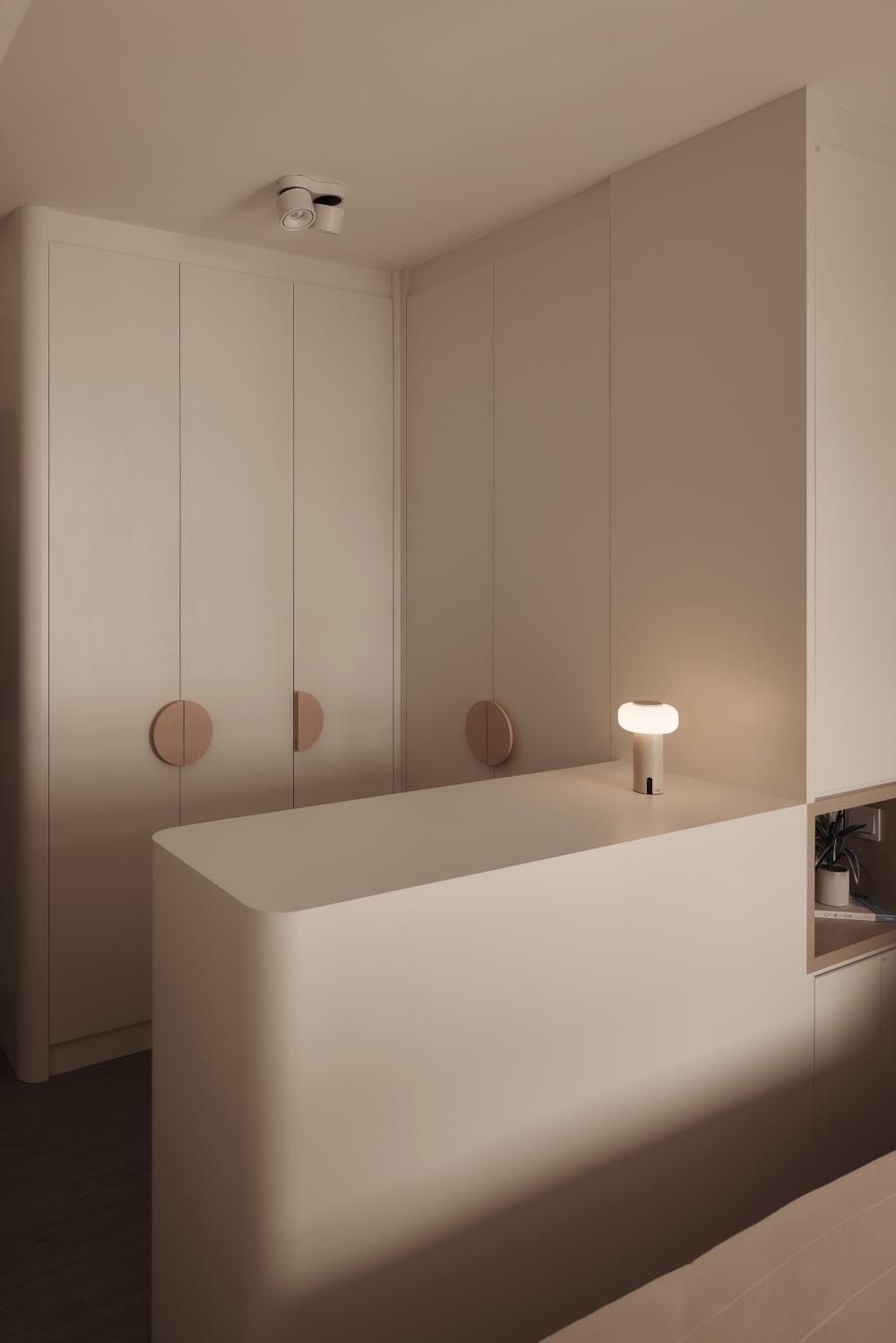 Scandinavian Bedroom with Wardrobe and Bedside Table