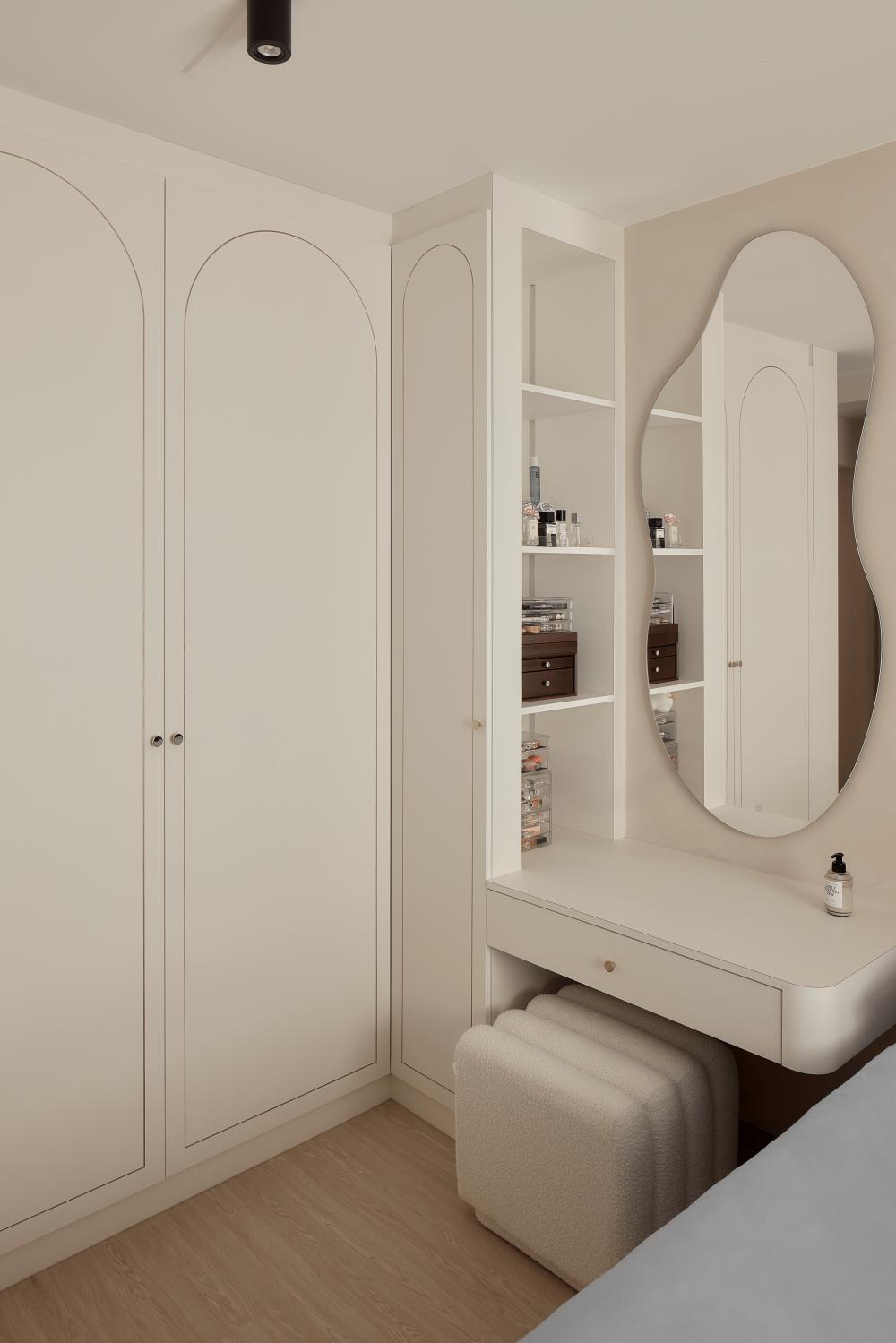 Scandinavian Bedroom with Mirror and Wardrobe