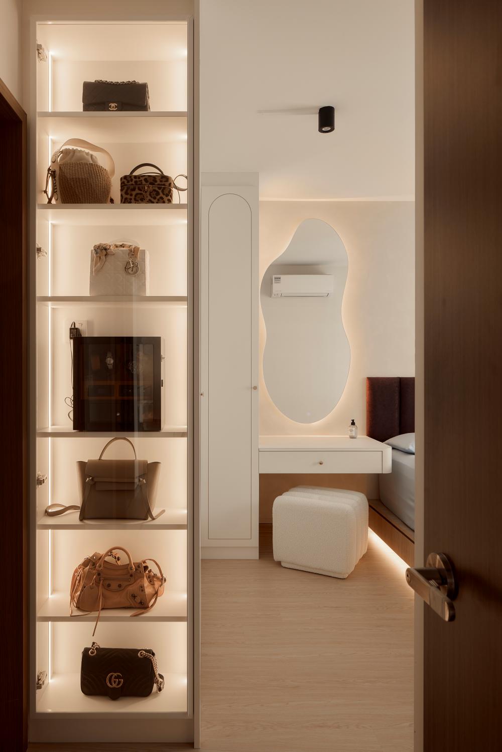 Scandinavian Bedroom with Wardrobe and Bedside Table