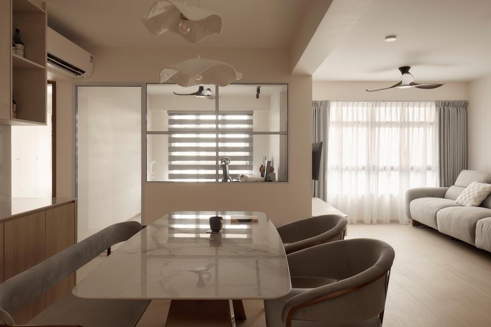 Scandinavian Office with Dining Table and Dining Chairs