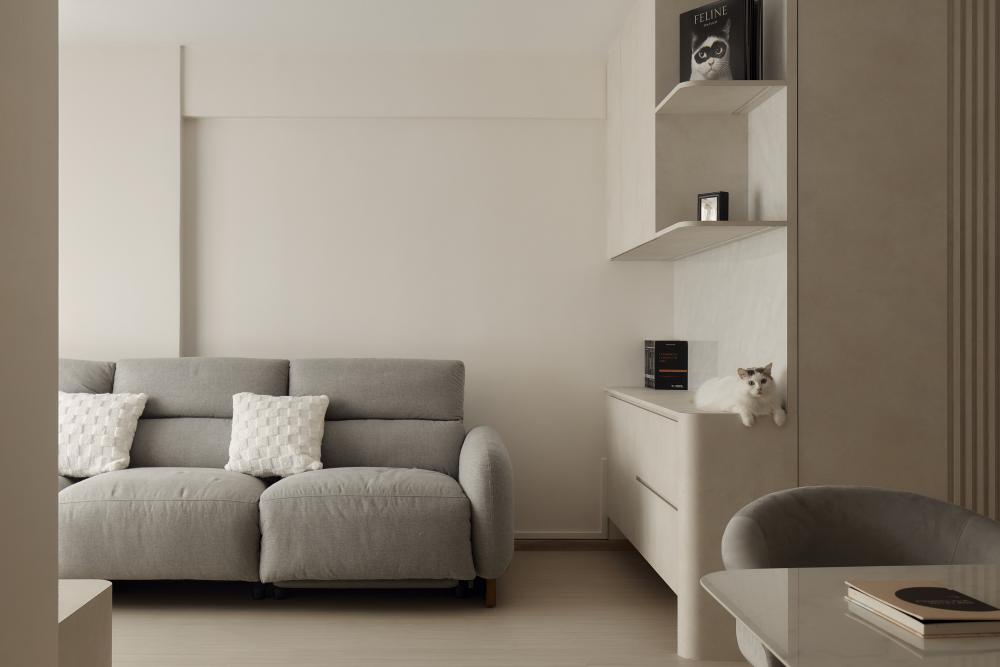 Scandinavian Living Room with Wood Flooring and Sofa