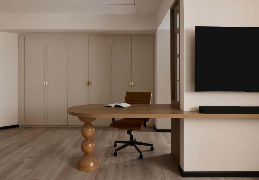 Asian Bedroom with Wood Flooring and Wardrobe