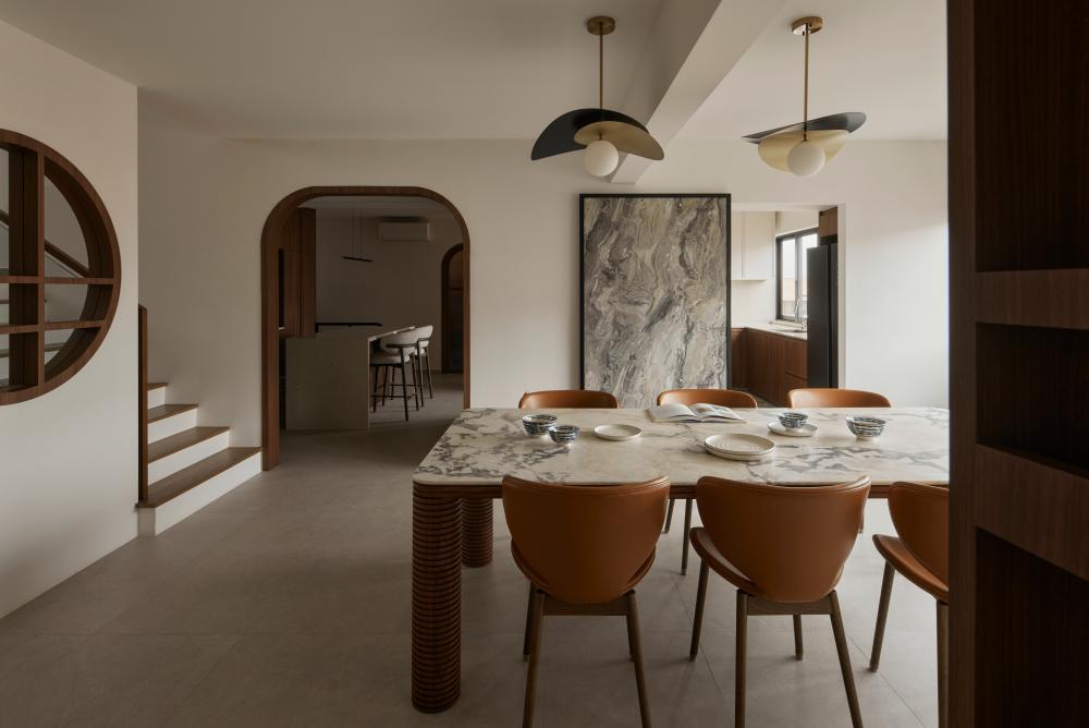 Asian Dining Room with Dining Table and Dining Chairs