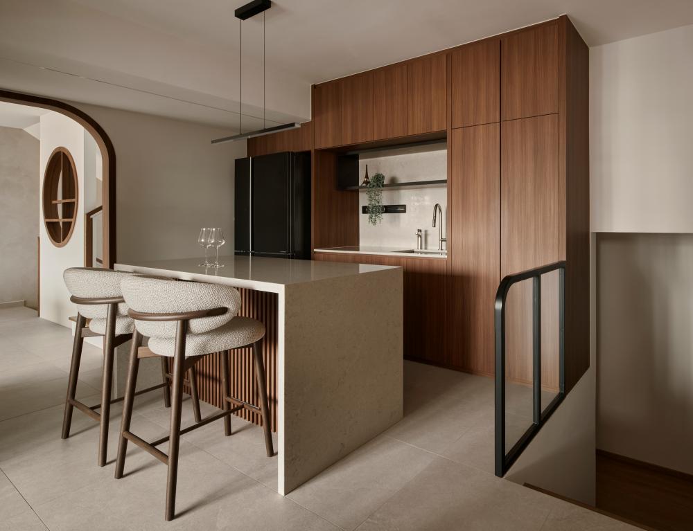 Asian Home Bar with Countertop and Bar Counter