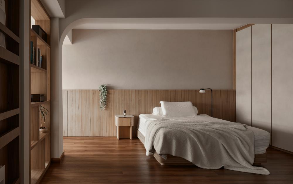 Asian Bedroom with Wardrobe and Closet