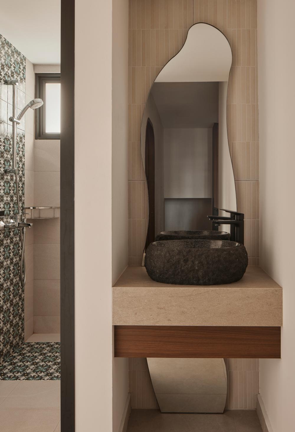 Asian Bathroom with Mirror and Bathroom Mirrors