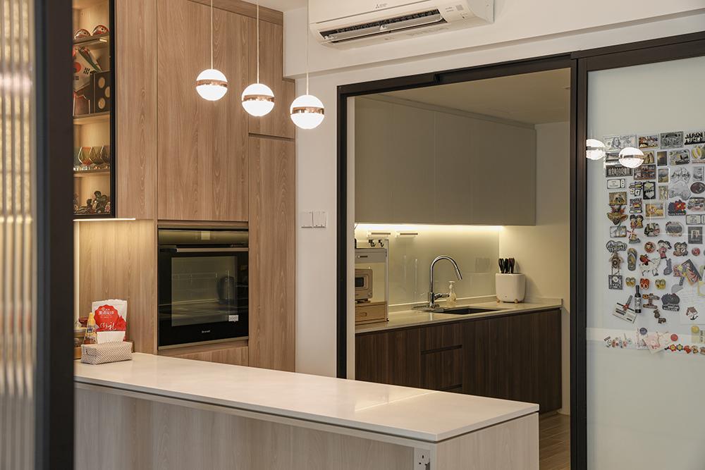 Scandinavian Kitchen with Countertop and Breakfast Counter