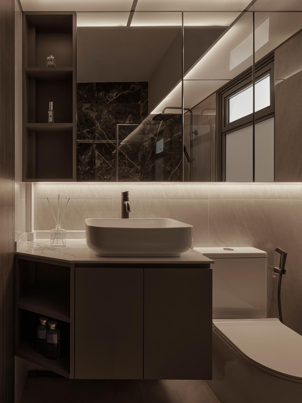 Contemporary Bathroom with Countertop and Mirror