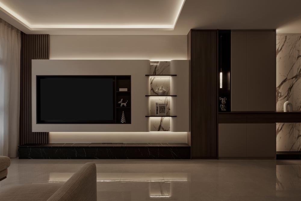 Contemporary Living Room with TV Console and Storage Cabinets