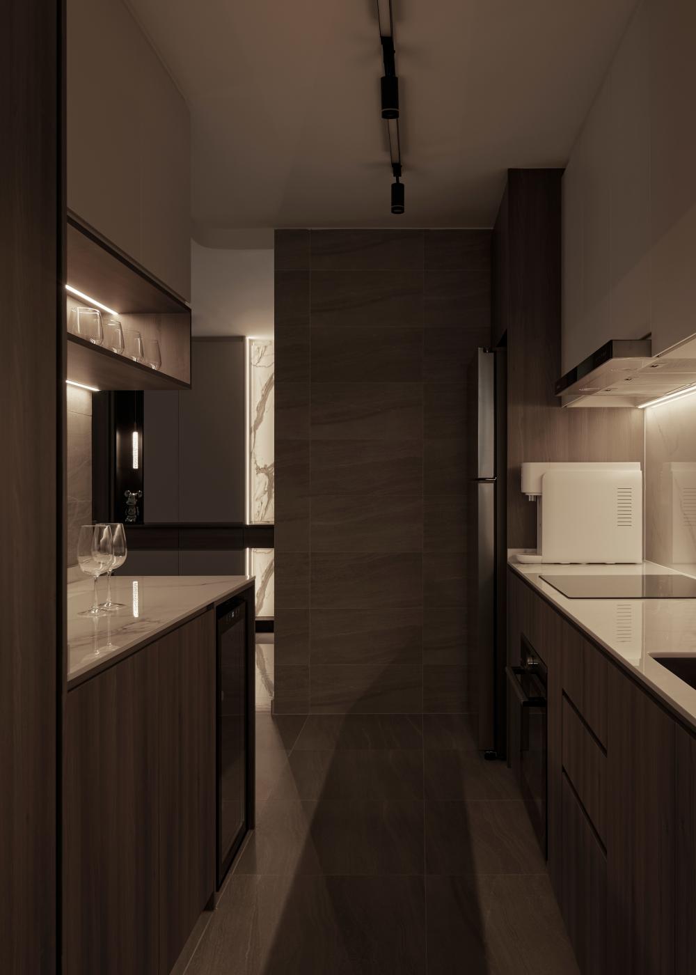 Contemporary Kitchen with Countertop and Kitchen Island