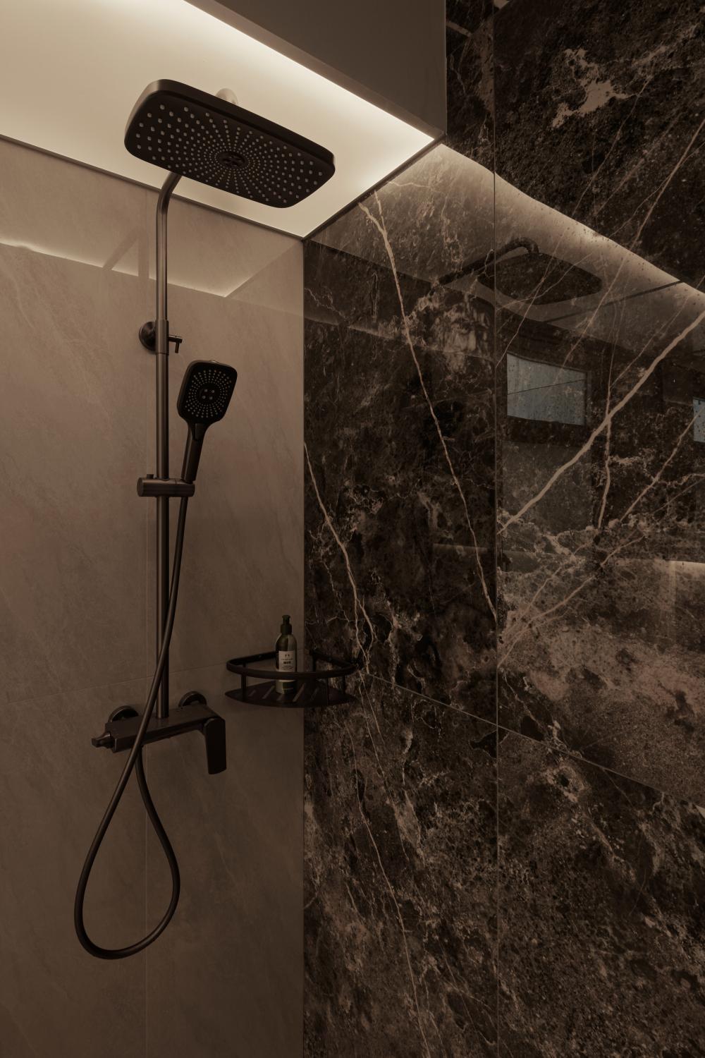 Contemporary Bathroom with Feature Wall and Bathroom Storage