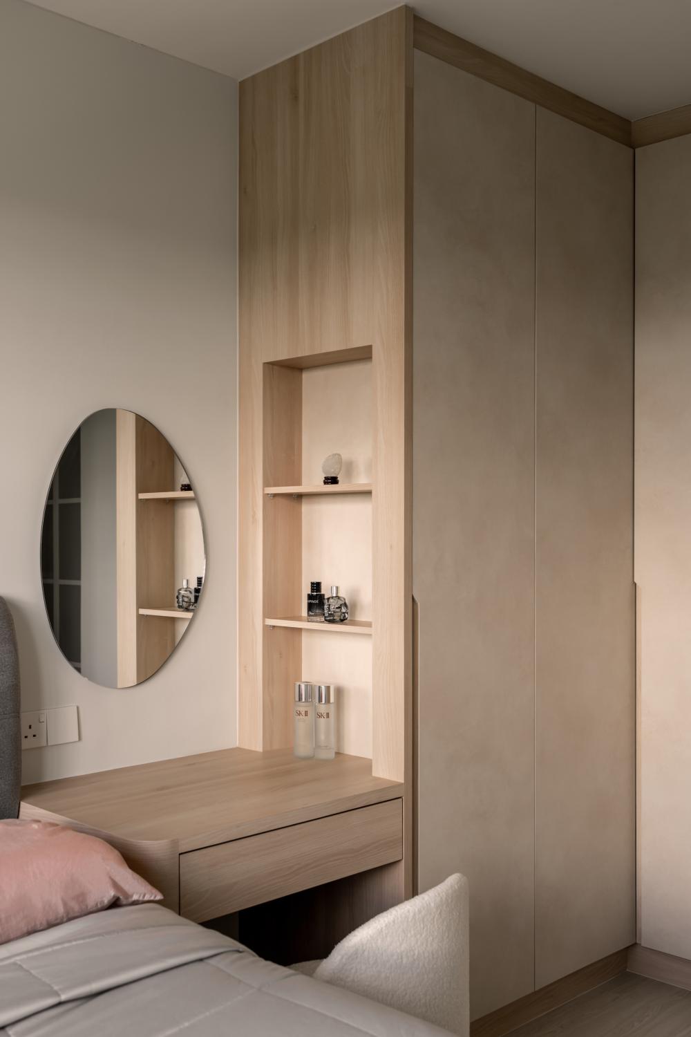Scandinavian Bedroom with Mirror and Wardrobe