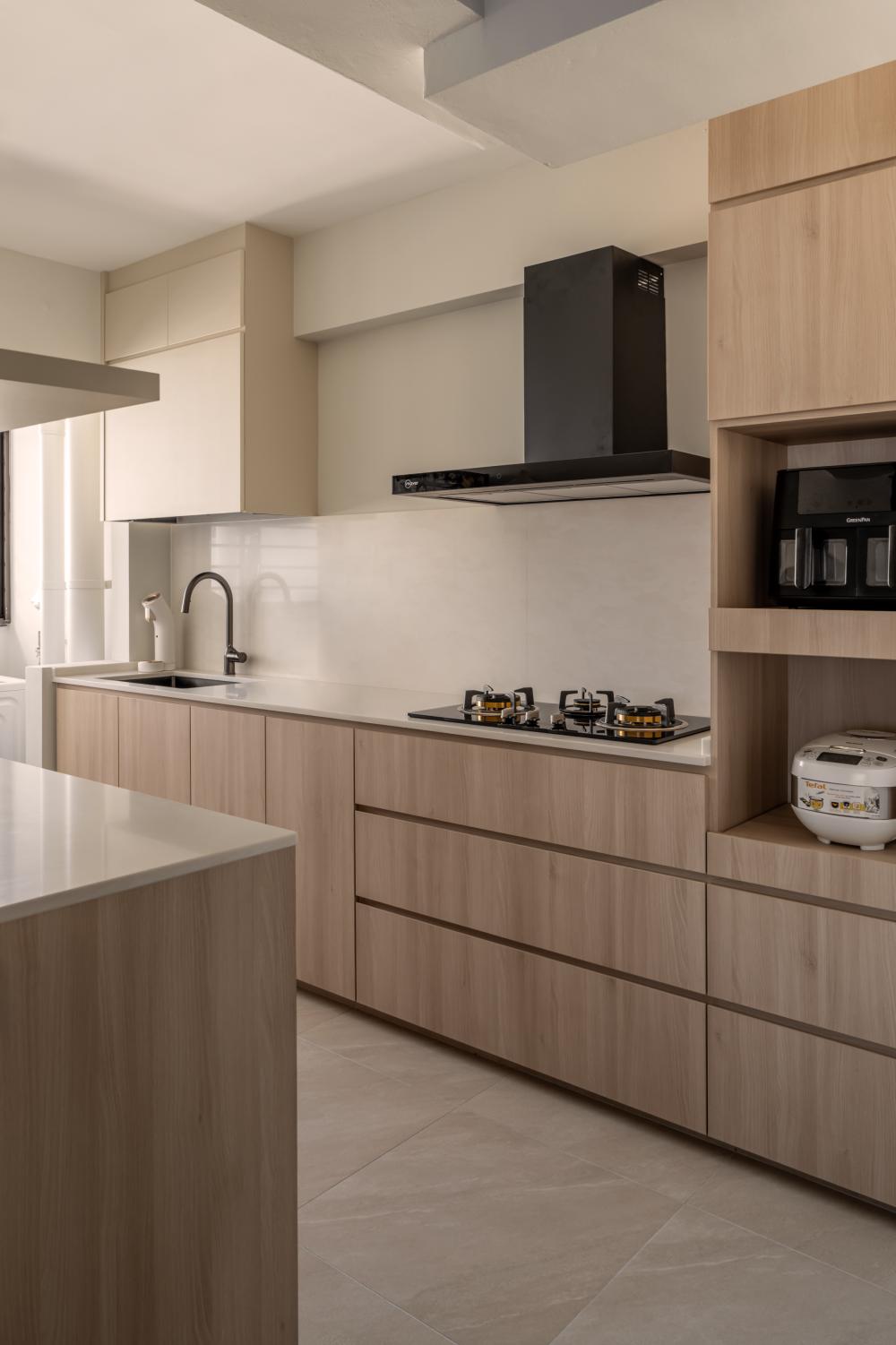 Scandinavian Kitchen with Countertop and Breakfast Counter
