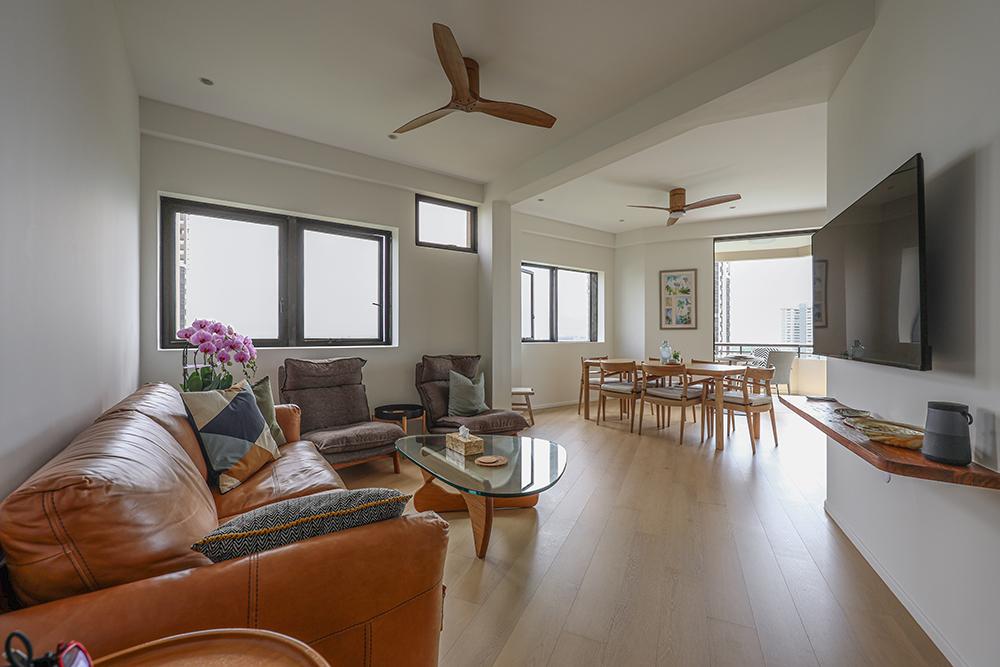 Country Living Room with Wood Flooring and Sofa
