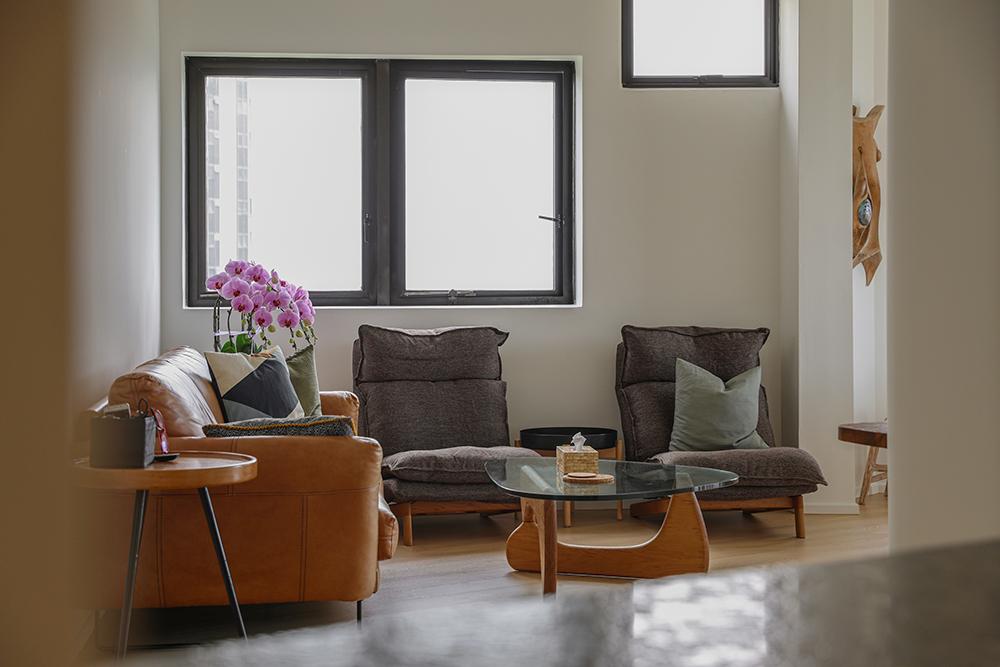 Country Living Room with Wood Flooring and Sofa