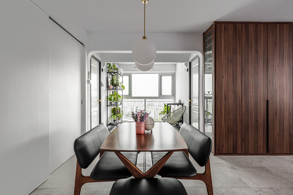Industrial Dining Room with Lighting and Hanging Lamp
