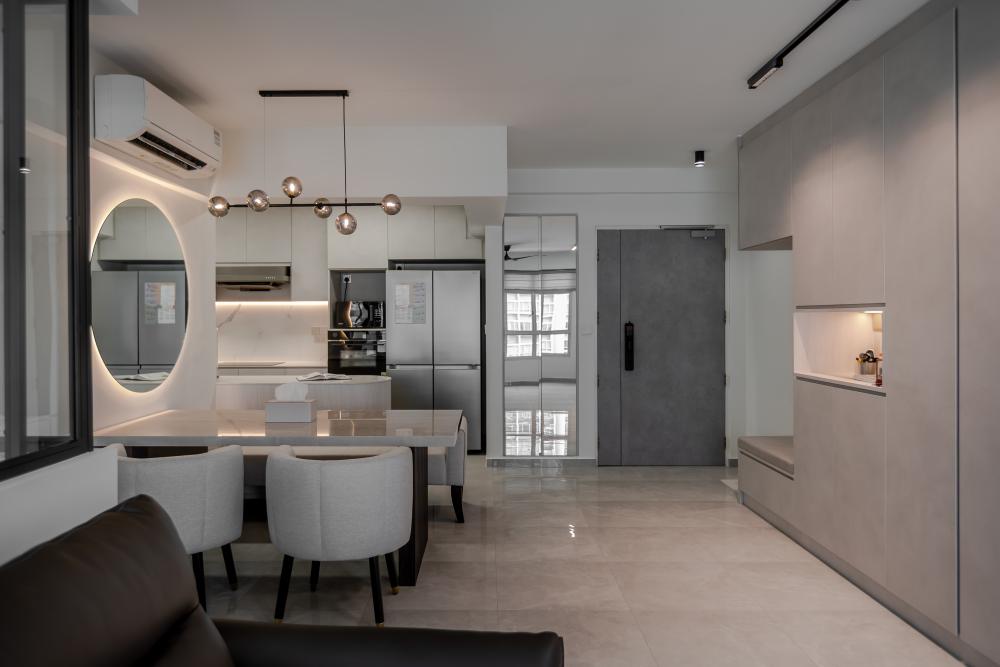 Contemporary Dining Room with Dining Table and Lighting