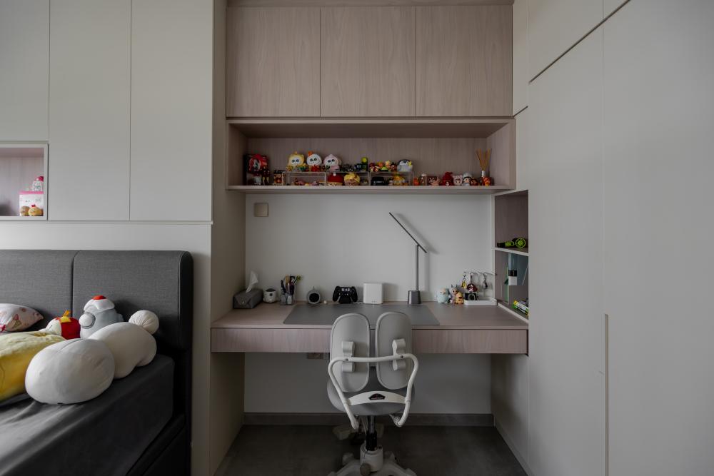 Contemporary Bedroom with Wood Flooring and Wardrobe