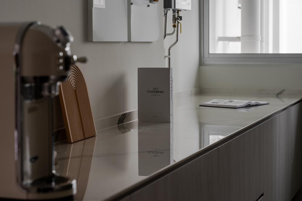 Contemporary Kitchen with Countertop and Cement Floor