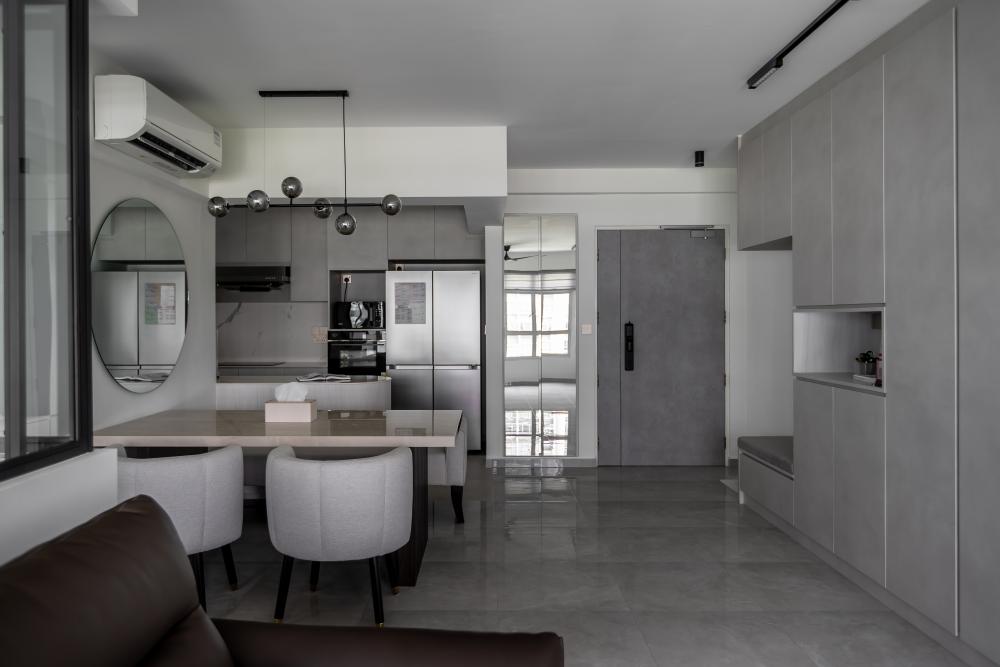 Contemporary Dining Room with Cove Lighting and Dining Table