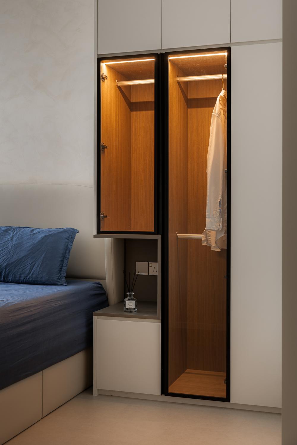 Scandinavian Bedroom with Wardrobe and Queen Bed