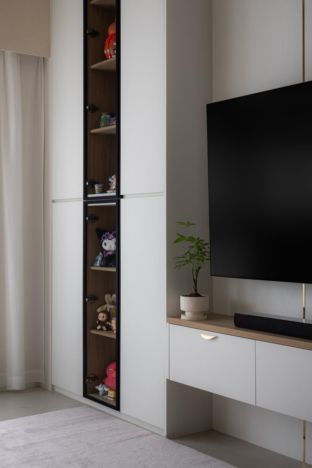 Scandinavian Living Room with TV Console and Carpet