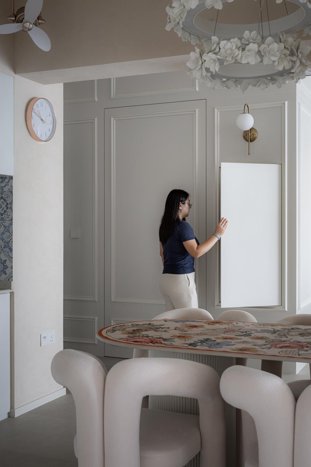 Scandinavian Entryway with Small Storage and Doors
