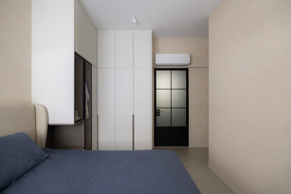 Scandinavian Bedroom with Wardrobe and Bedside Table