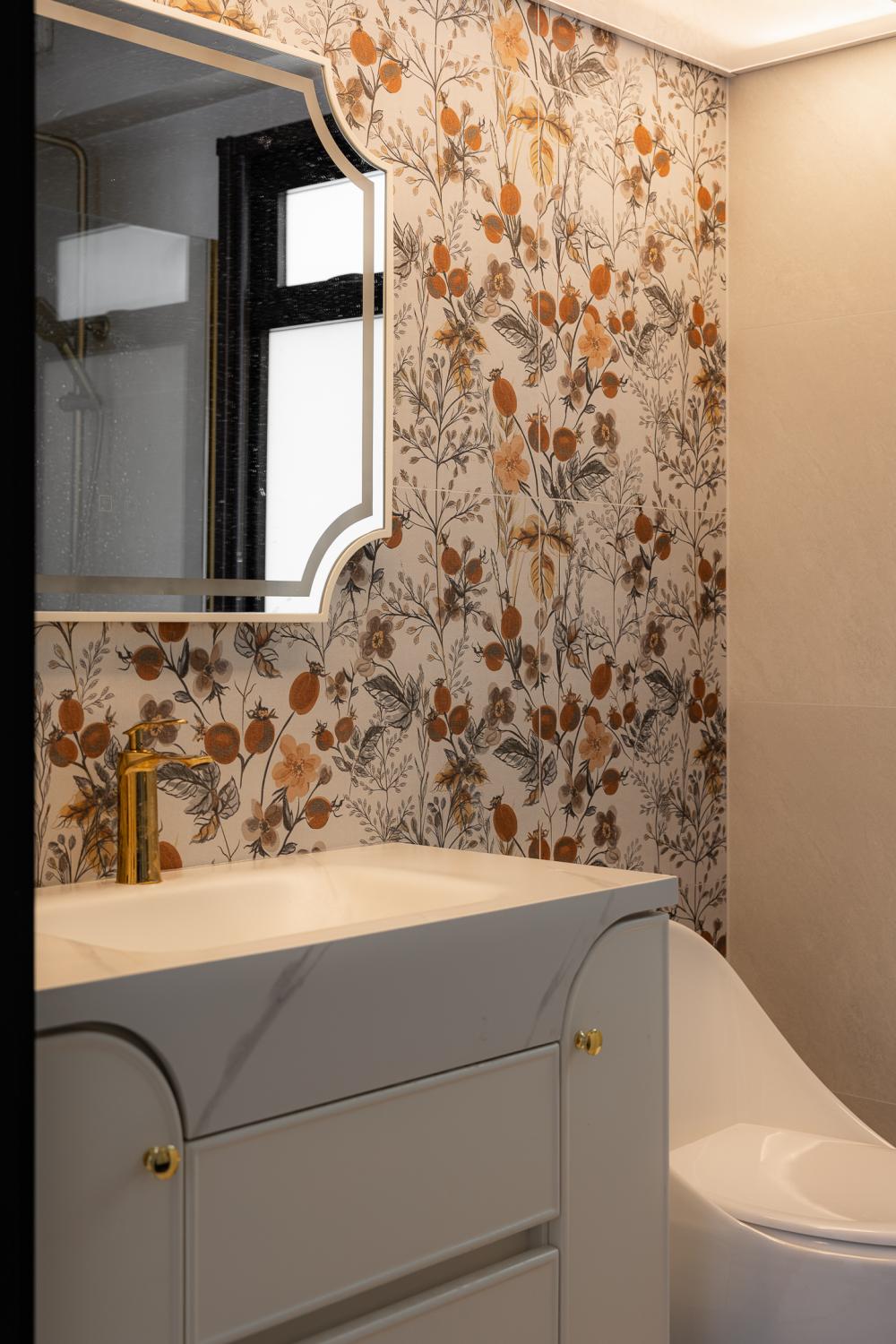 Scandinavian Bathroom with Mirror and Bathroom Mirrors