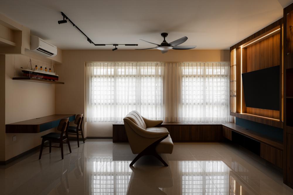 Contemporary Living Room with Settee and TV Console