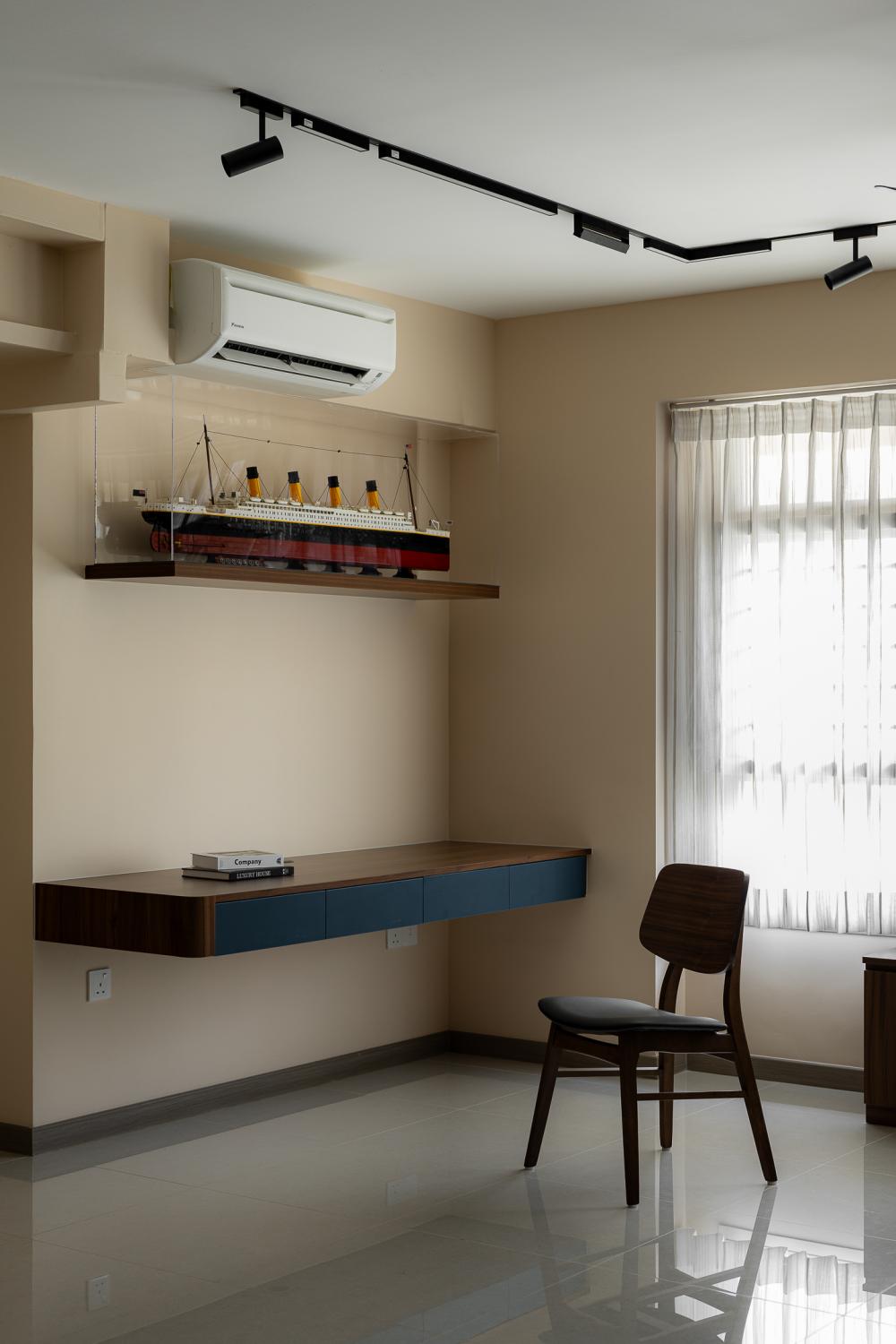 Contemporary Home Office with Desk and Desk Chairs