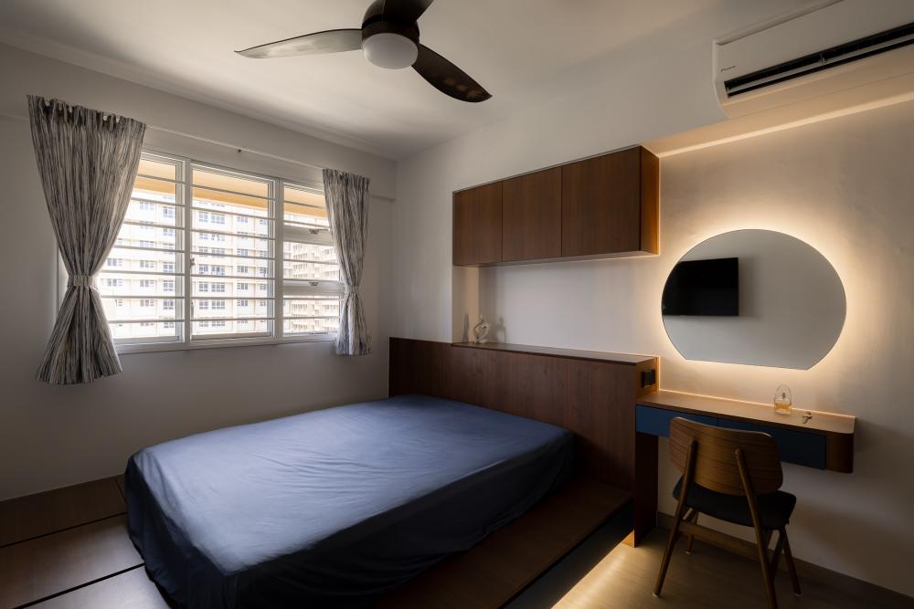 Contemporary Bedroom with Platform Bed and Built-in Bed
