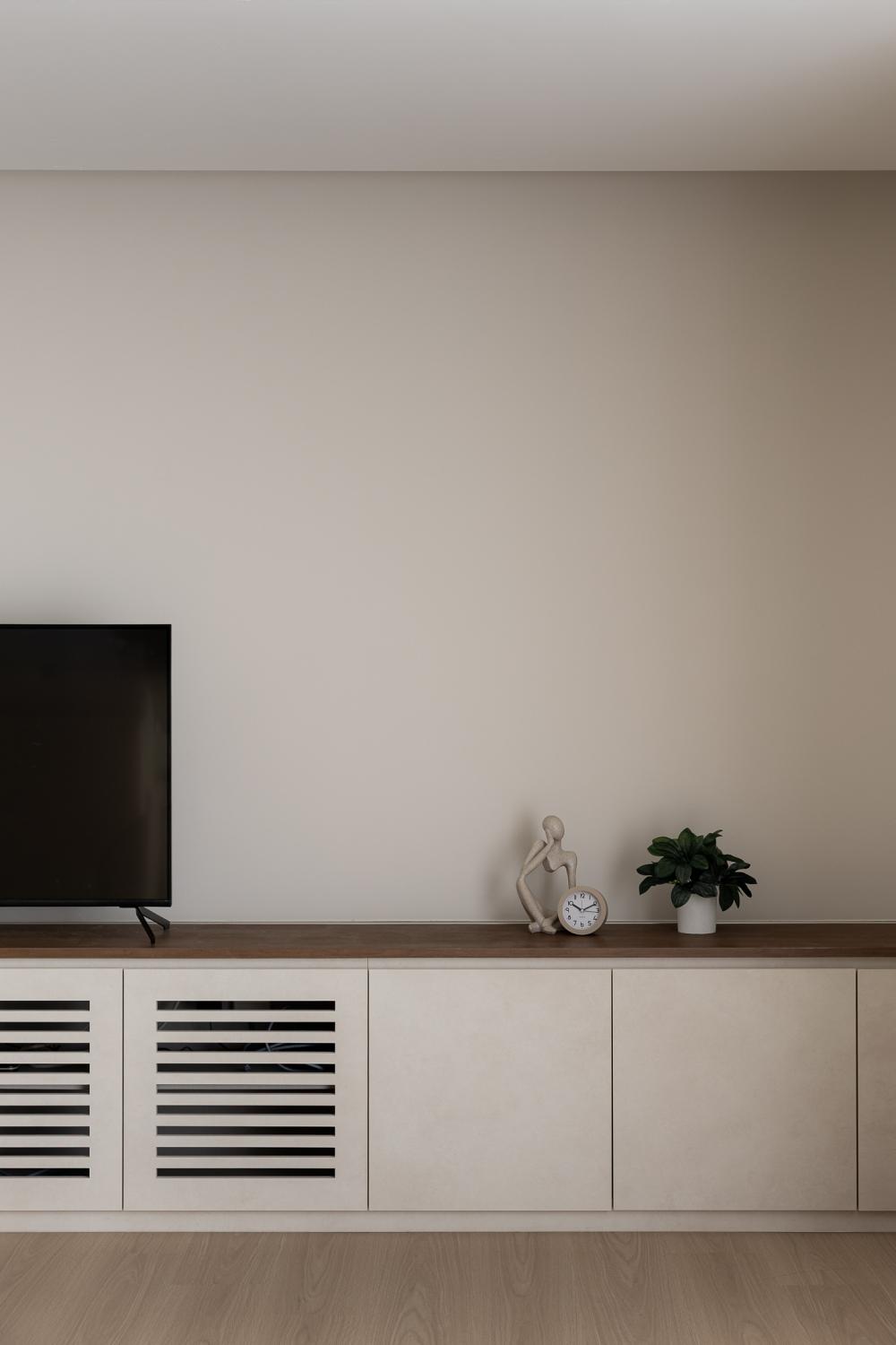 Contemporary Living Room with TV Console and TV