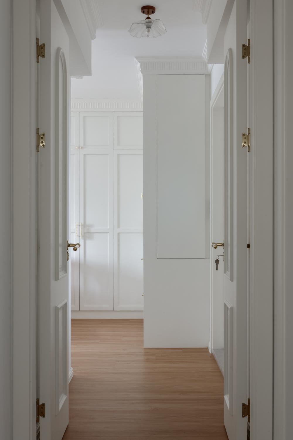 Contemporary Bedroom with Built-in Bed and Closet