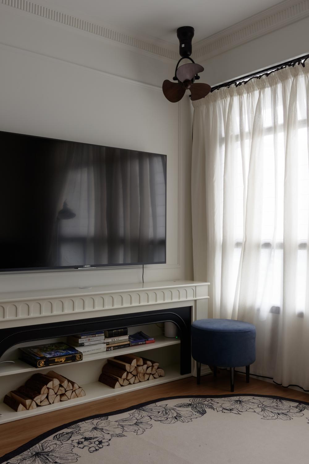Contemporary Living Room with TV Console and Feature Wall