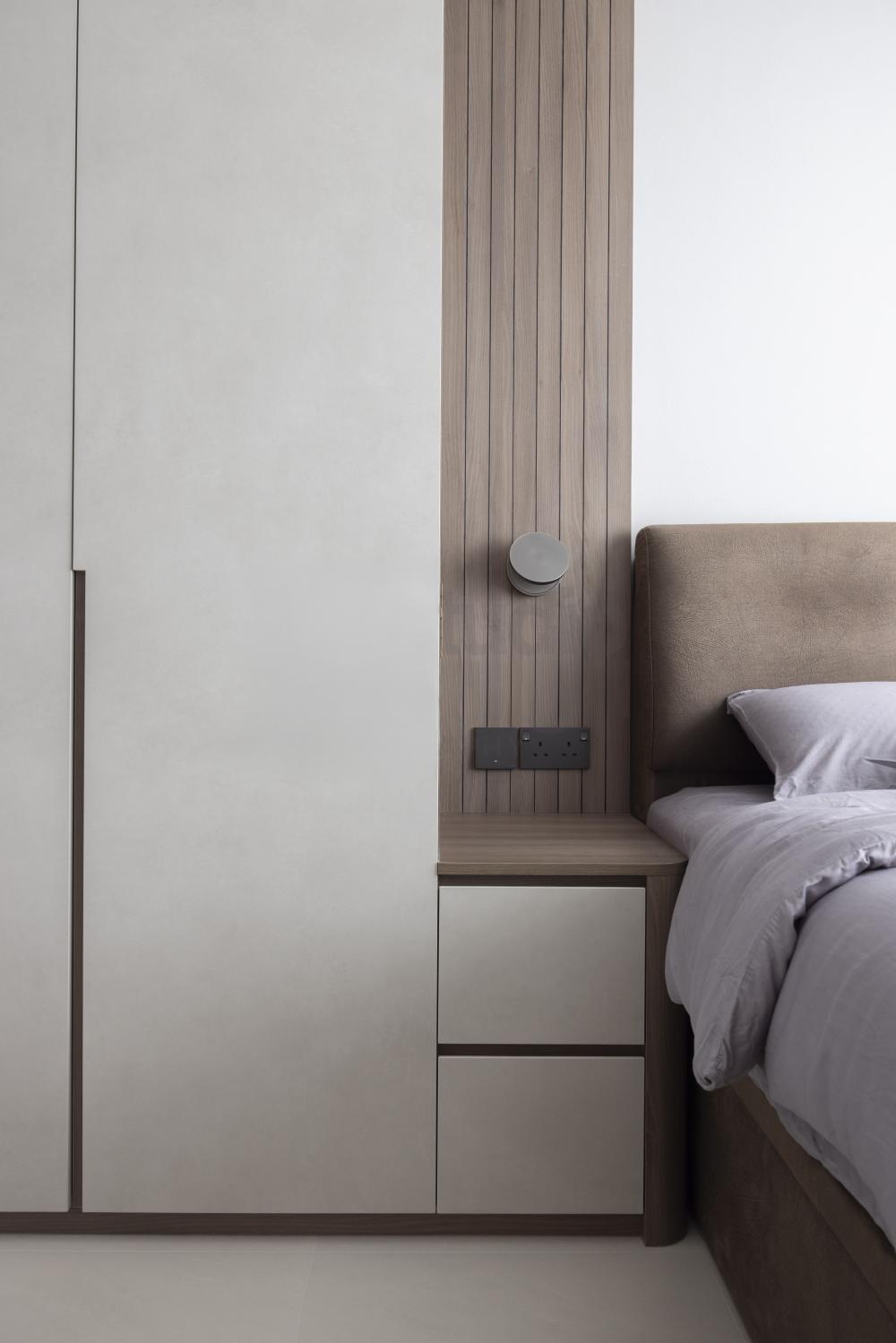 Contemporary Bedroom with Built-in Bed and Bedside Table