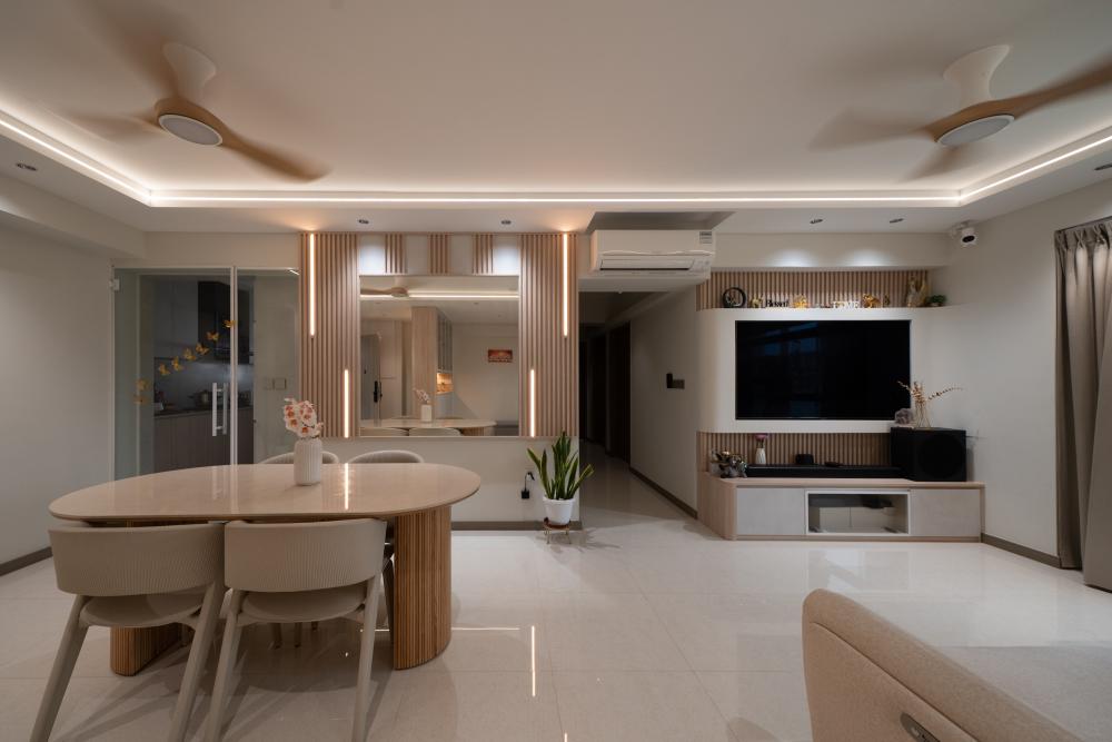 Contemporary Living Room with Downlights and Side Table