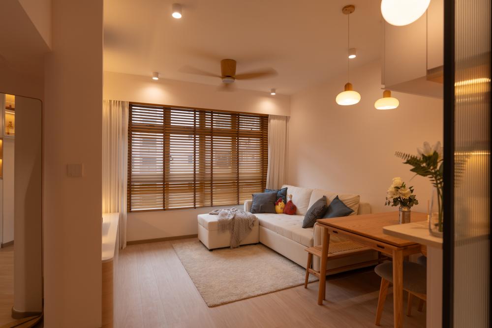 Contemporary Living Room with Feature Wall and Drop Ceiling