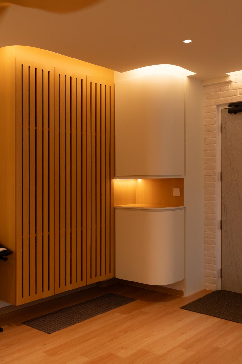 Contemporary Living Room with Feature Wall and Drop Ceiling