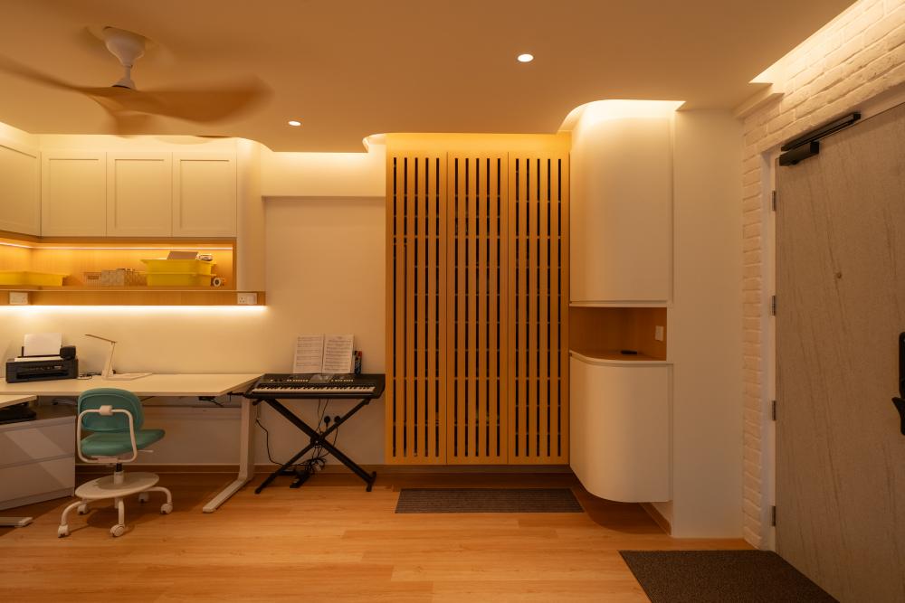 Contemporary Living Room with Downlights and Side Table