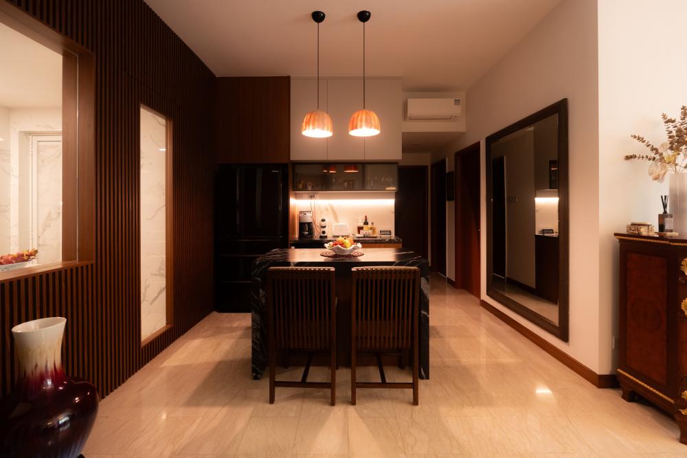 Contemporary Dining Room with Tableware and Drinkware