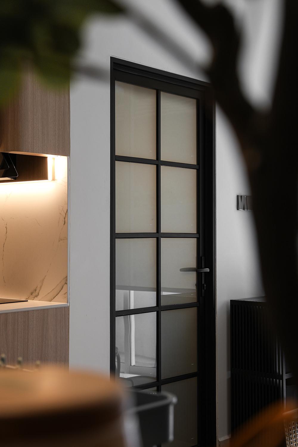 Asian Bathroom with Glass Door and Doors