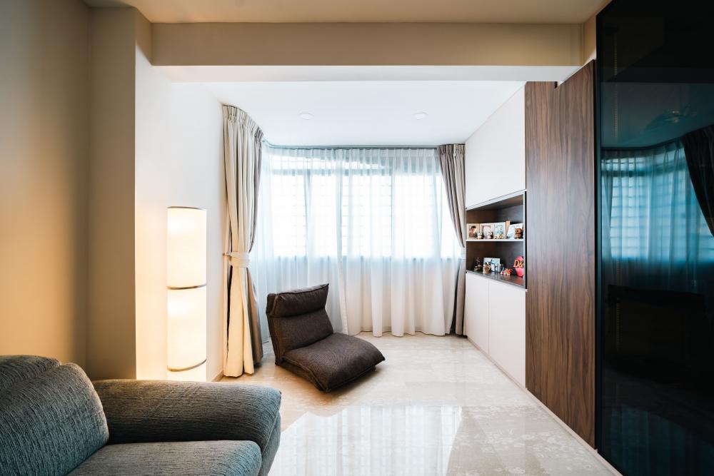 Contemporary Living Room with Countertop and Vinyl Flooring