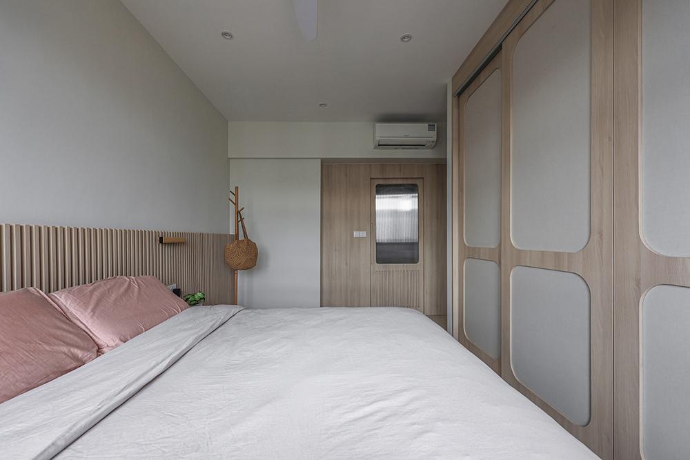 Scandinavian Bedroom with Feature Wall and Wardrobe