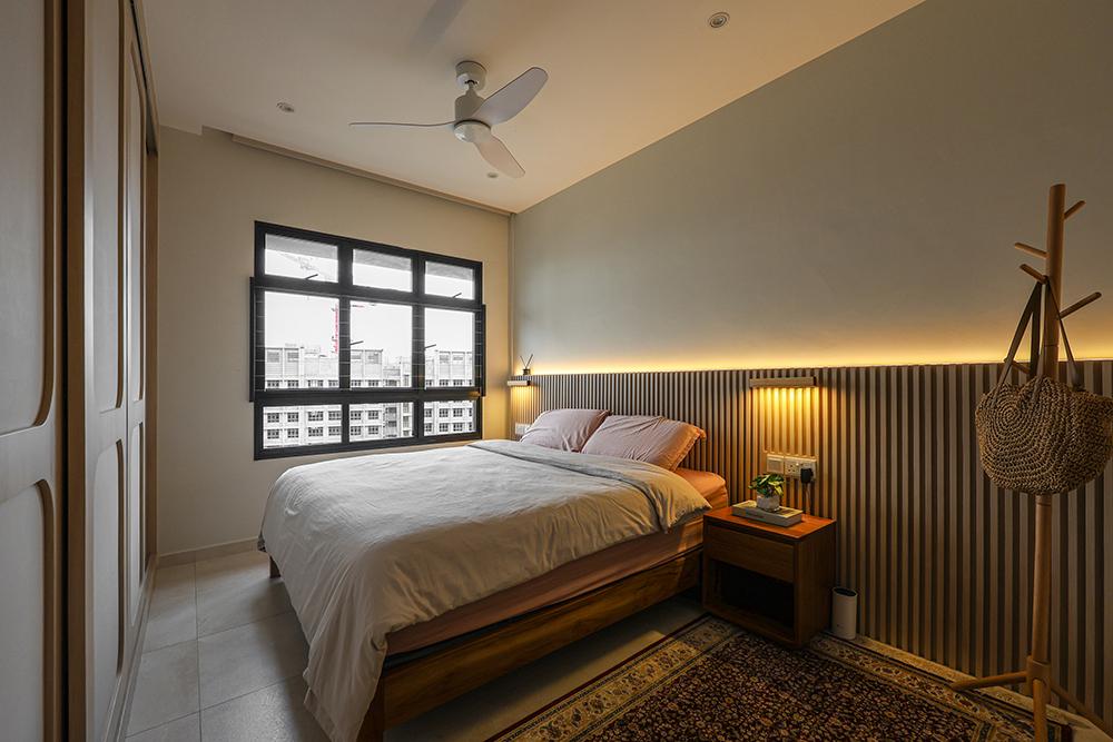 Scandinavian Bedroom with Feature Wall and Wardrobe